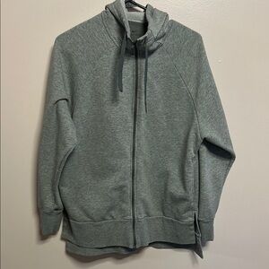 Nike Gray Zip-Up Sweatshirt with High Collar and Soft Fabric